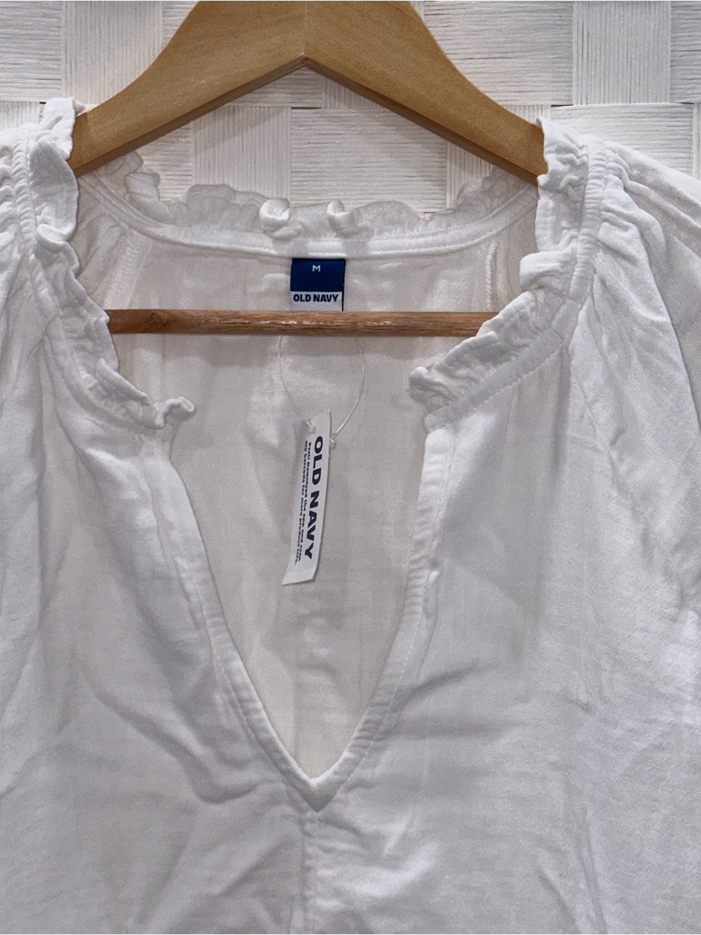 Old Navy White 100% Cotton Mini Dress Size Medium Peasant Cottagecore Boho - Picture 4 of 10